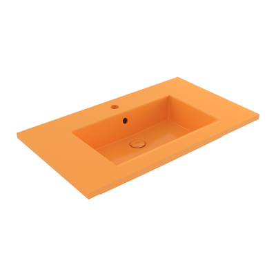 Bocchi Milano Etajerli Lavabo 80 cm Parlak Mandalina Sarısı - 3