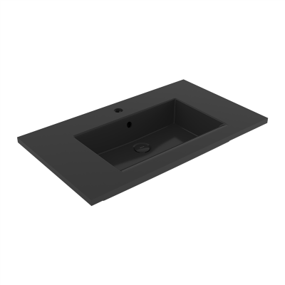 Bocchi Milano Etajerli Lavabo 80 cm Parlak Siyah - 3