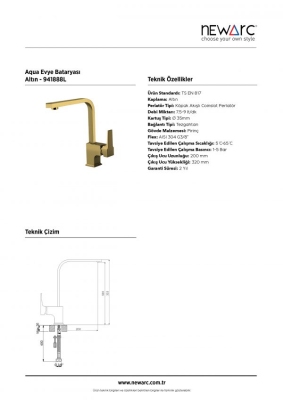 Newarc Aqua Eviye Bataryası Altın - 3