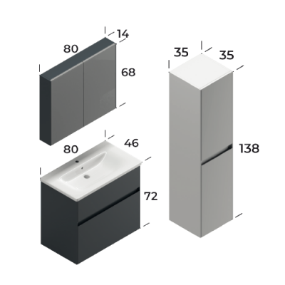 Smart Malaga Banyo Dolabı 80 cm - 5